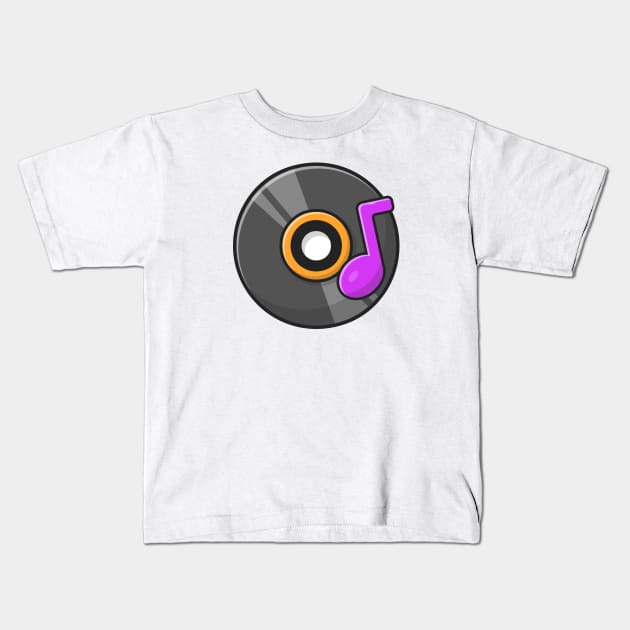 Vinyl Disk Music with Tune and Note of Music Cartoon Vector Icon Illustration (3) Kids T-Shirt by Catalyst Labs